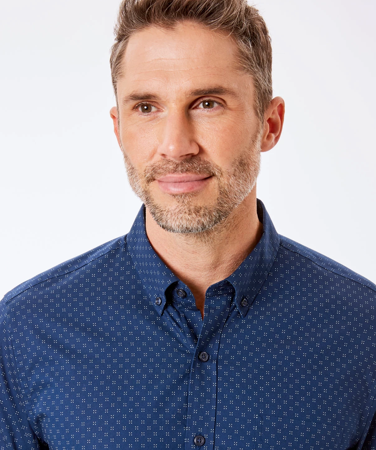 Tailored Fit Dot Print Shirt - Navy - Image 3