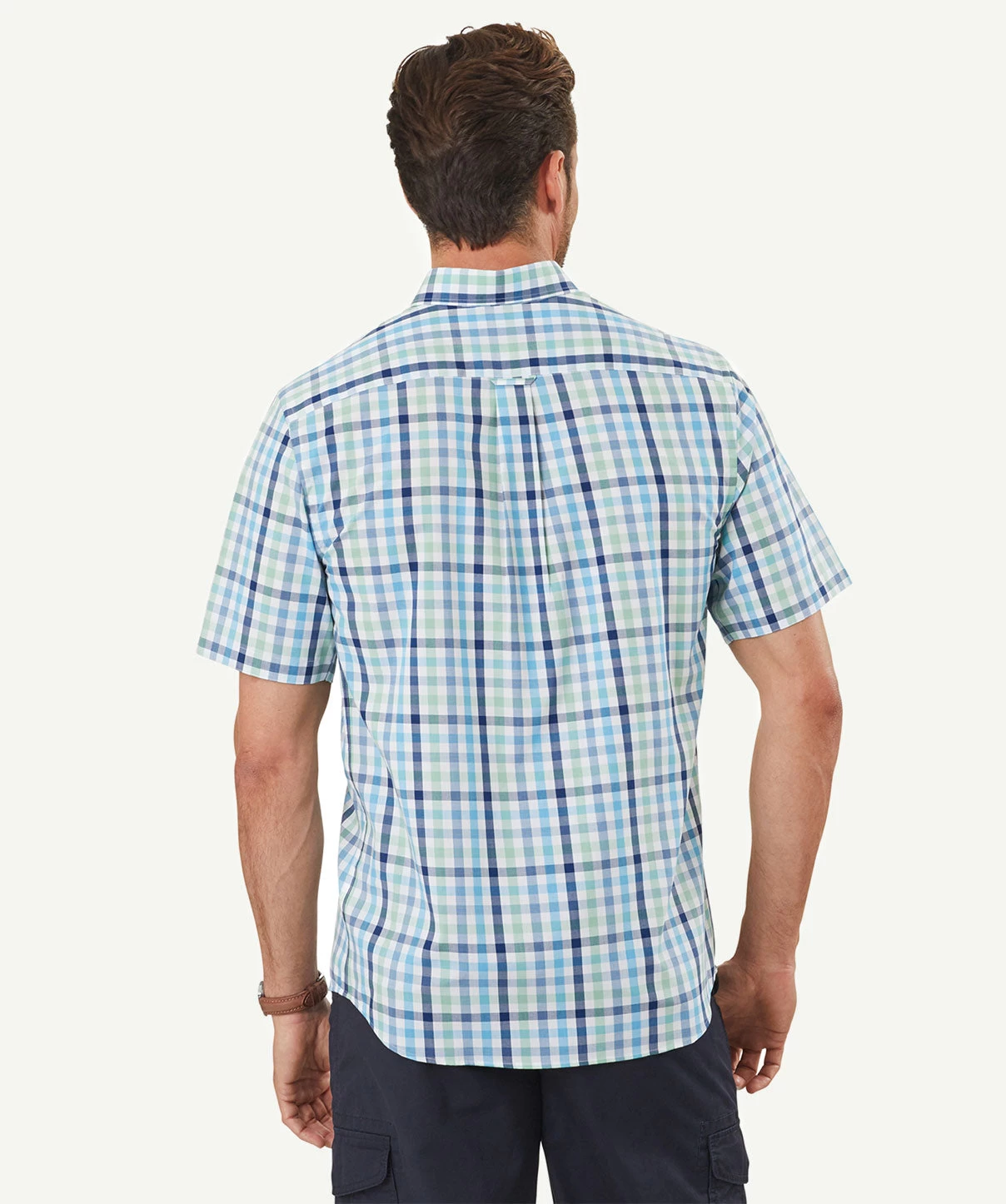 Easy Care Multi Check Short Sleeve Shirt - Aqua - Image 3