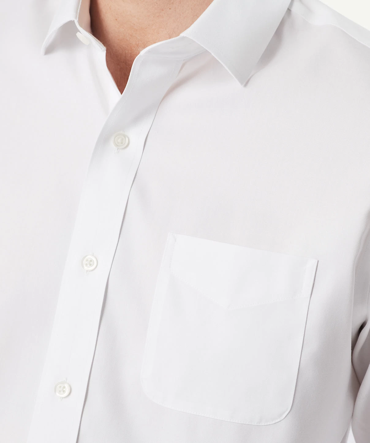 Easy Care Plain Oxford Long Sleeve Shirt - White - Image 4