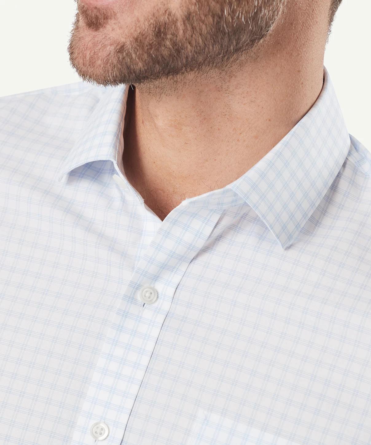 Tailored Non Iron Check Long Sleeve Shirt - White - Image 4