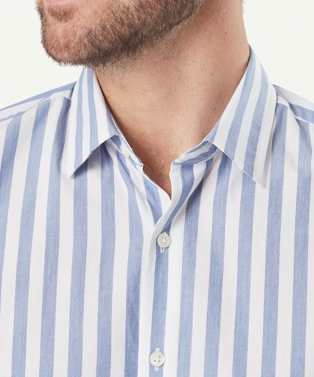 Casual Bold Stripe Short Sleeve Shirt - Navy Melange - Image 4