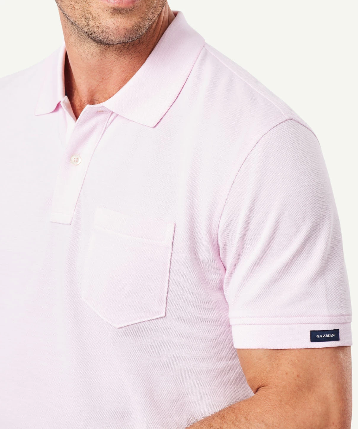 Oxford Pocket Polo Shirt - Pale Pink - Image 4