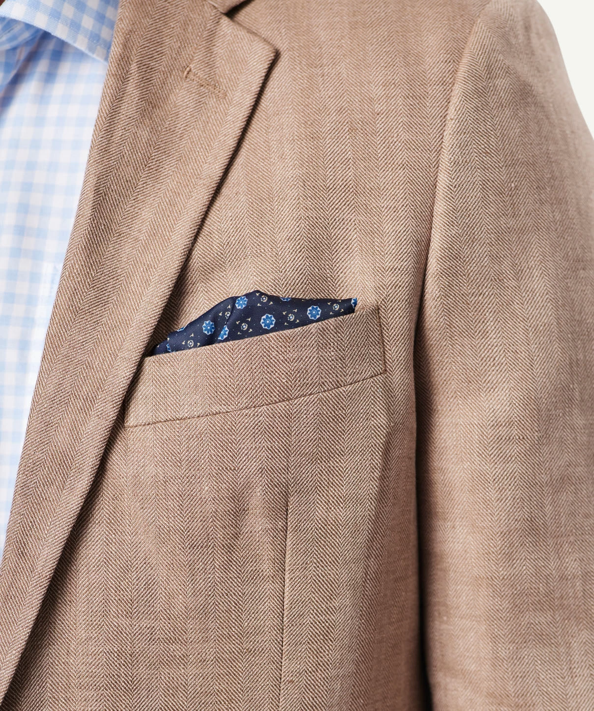 Linen Herringbone Sports Jacket - Chestnut - Image 4