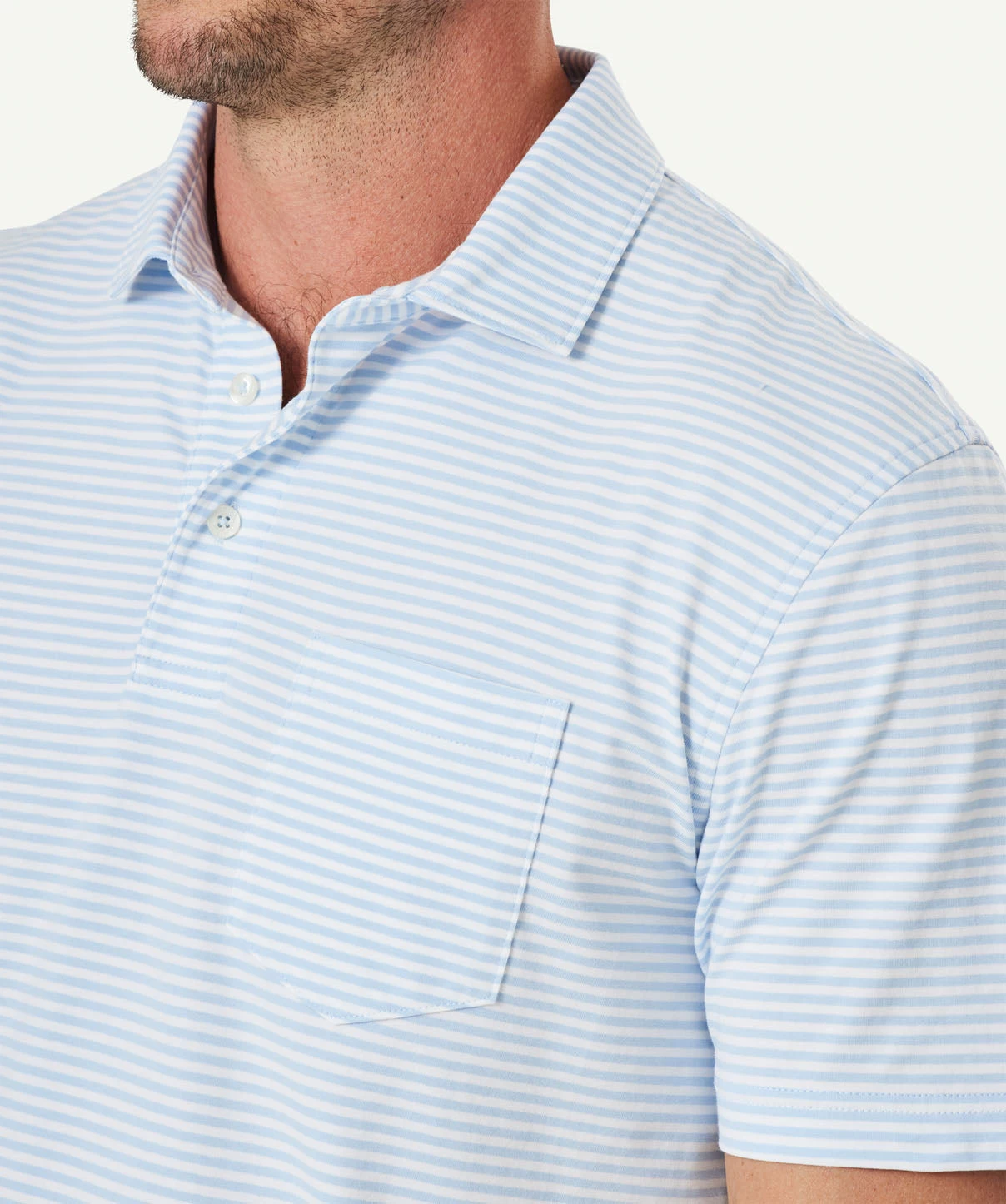 Comfort Stripe Polo - SKY BLUE - Image 4