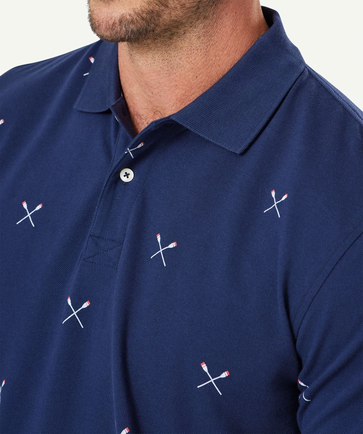 Rowing Print Polo - Navy - Image 4