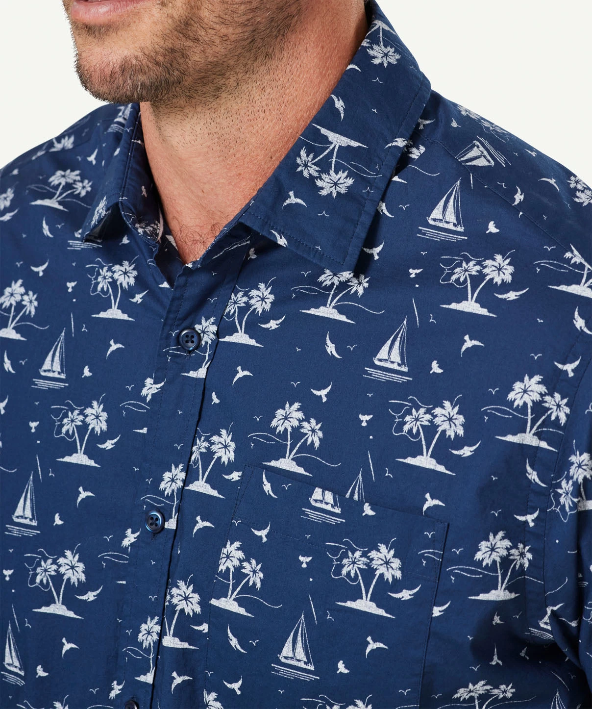 Casual Island Print Short Sleeve Shirt - Midnight - Image 4