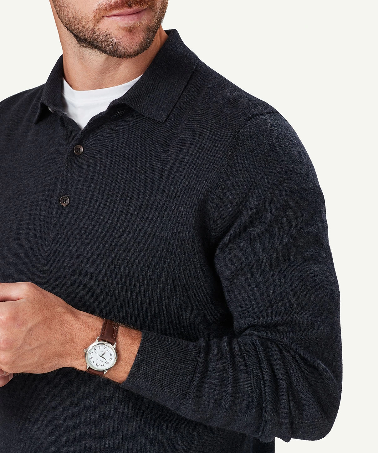Merino Knit Polo - Charcoal - Image 4