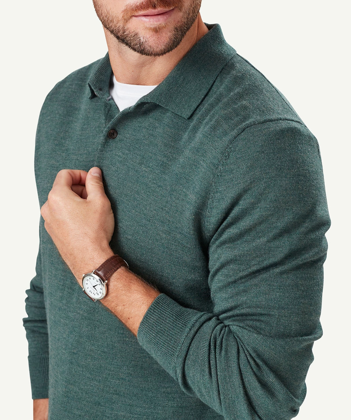 Merino Knit Polo - Khaki - Image 4