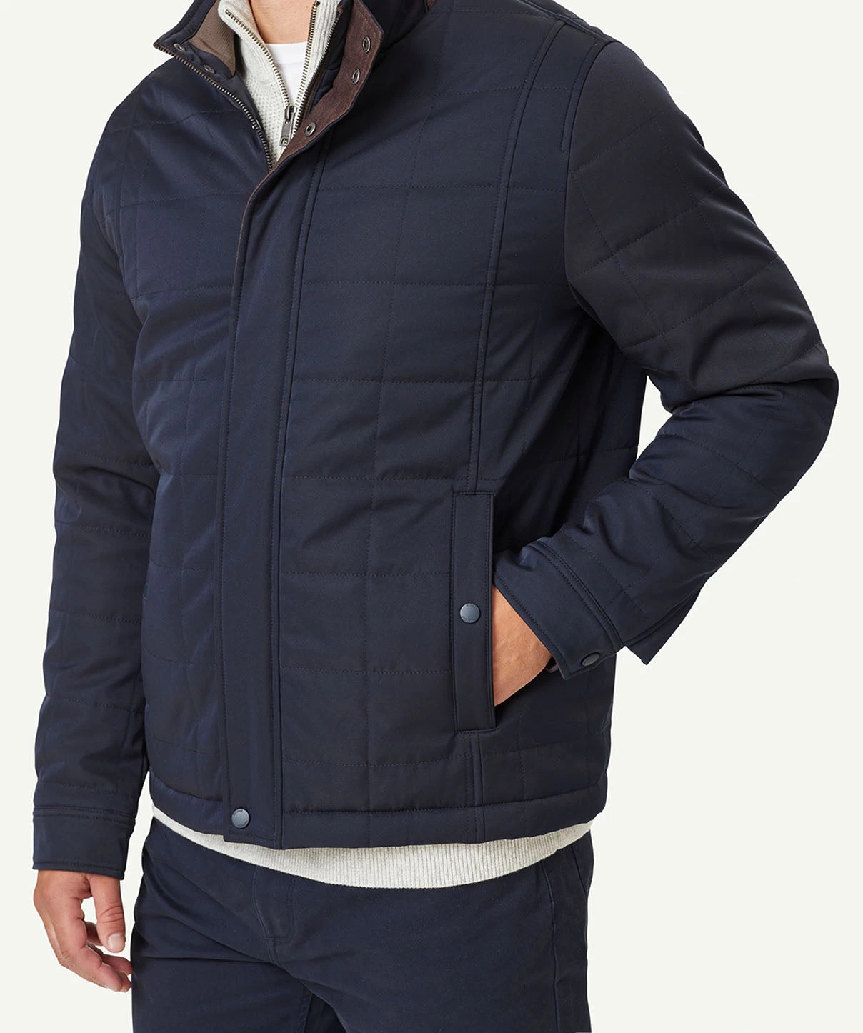 Modern Quilted Jacket - Navy - Image 3
