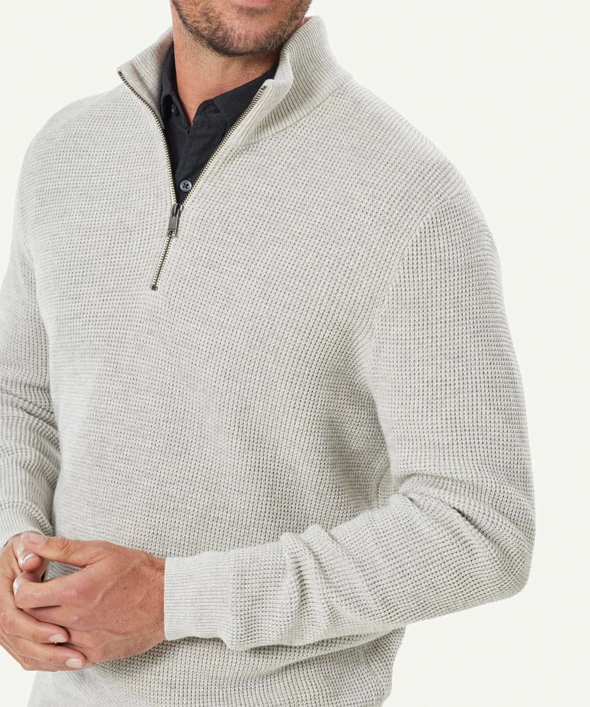 Waffle Half Zip Knit - Oatmeal - Image 3