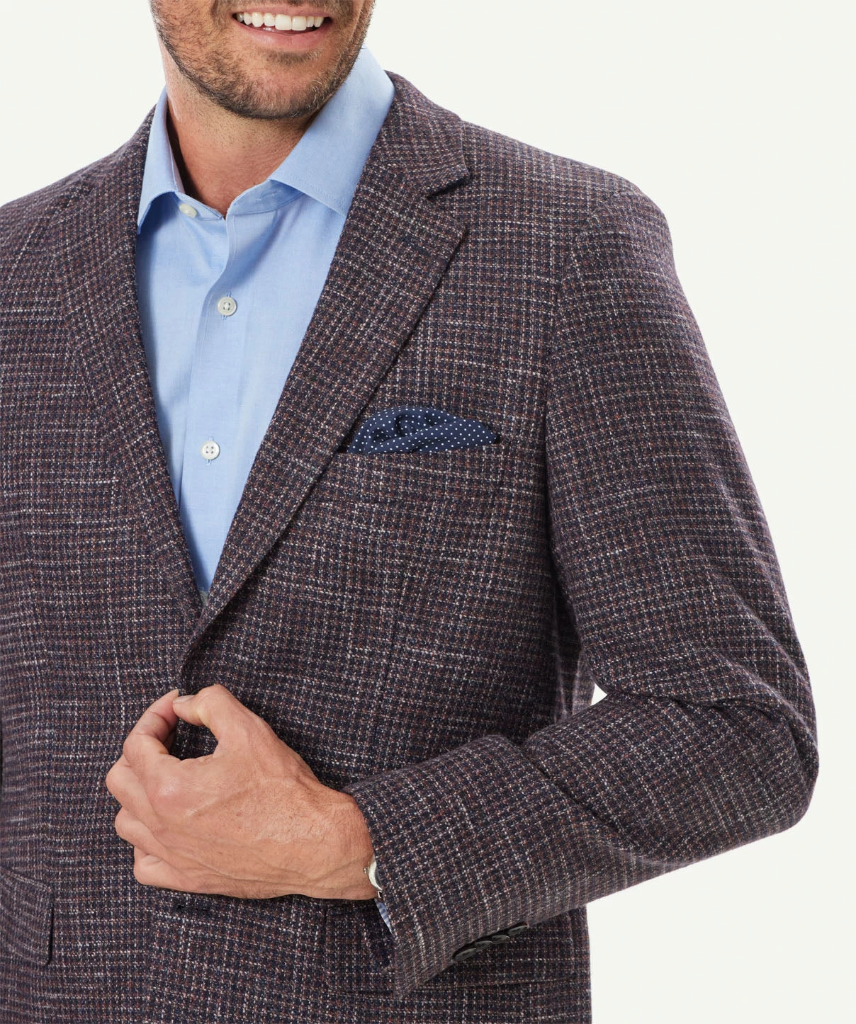 Wool Blend Textured Weave Sports Jacket - Mahogany - Image 4