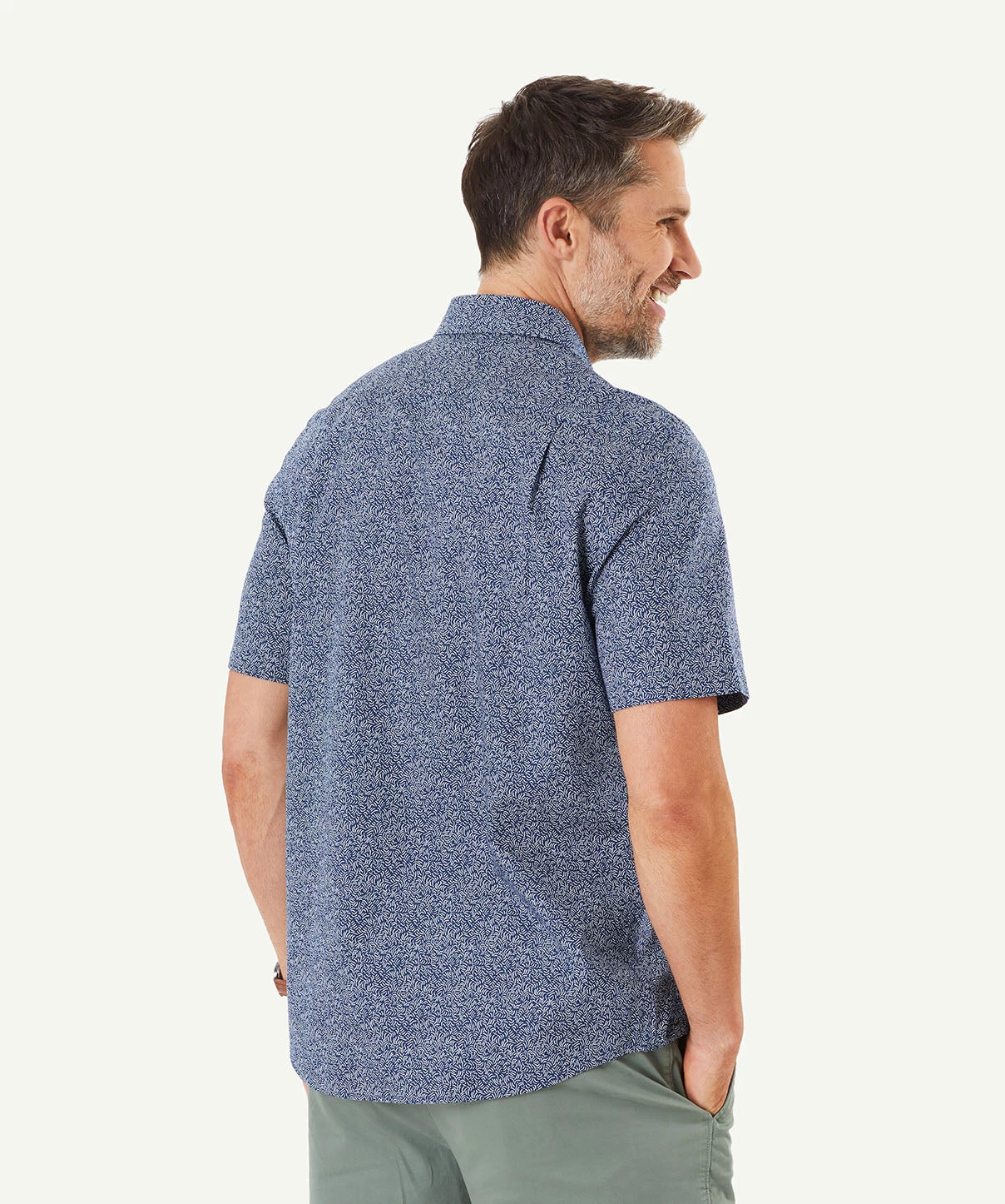 Wave Print Short Sleeve Shirt - Navy - Image 4