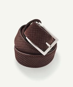 Suede Checkerboard Belt - Chocolate