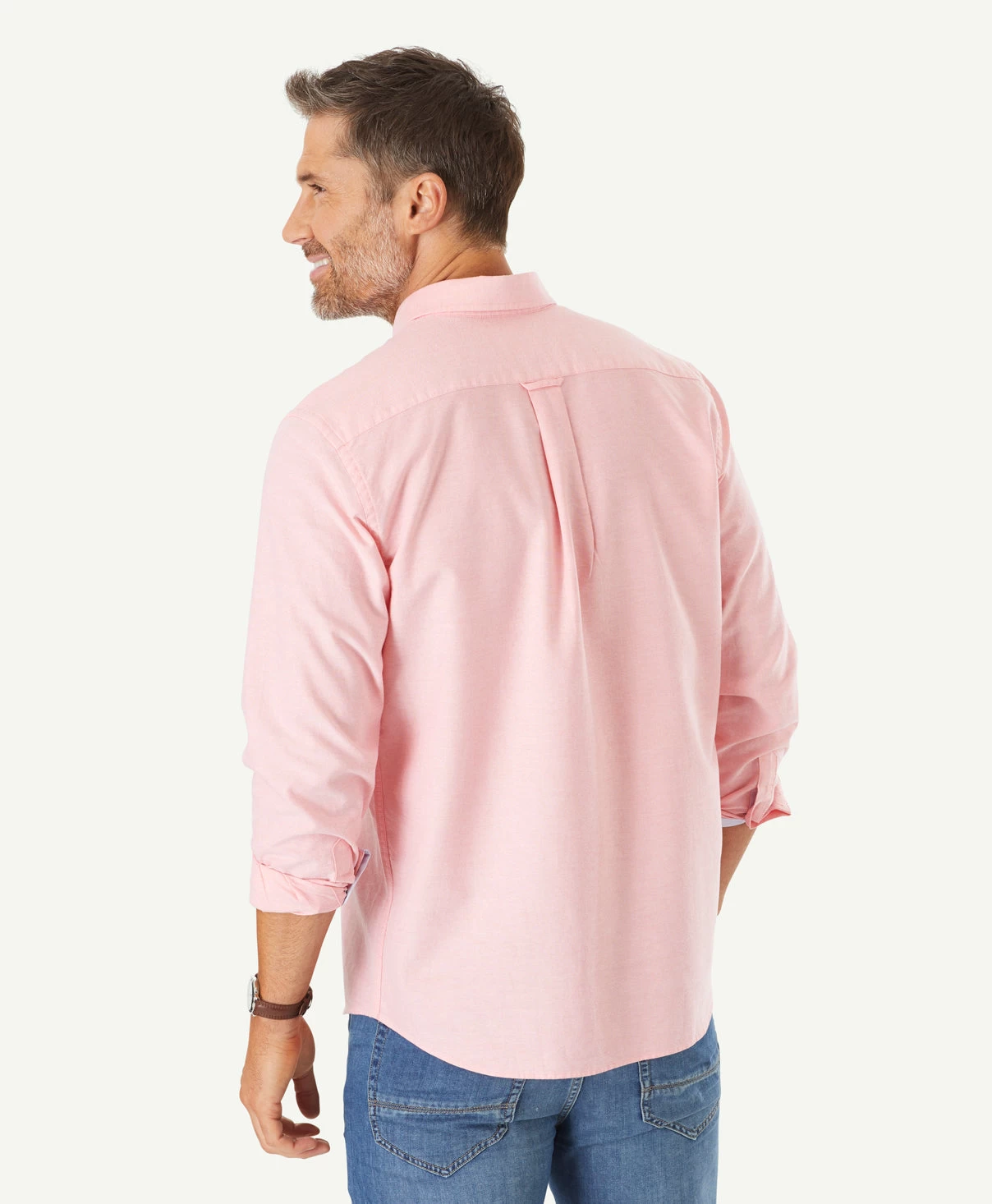 Casual Plain Oxford Shirt - Coral - Image 4