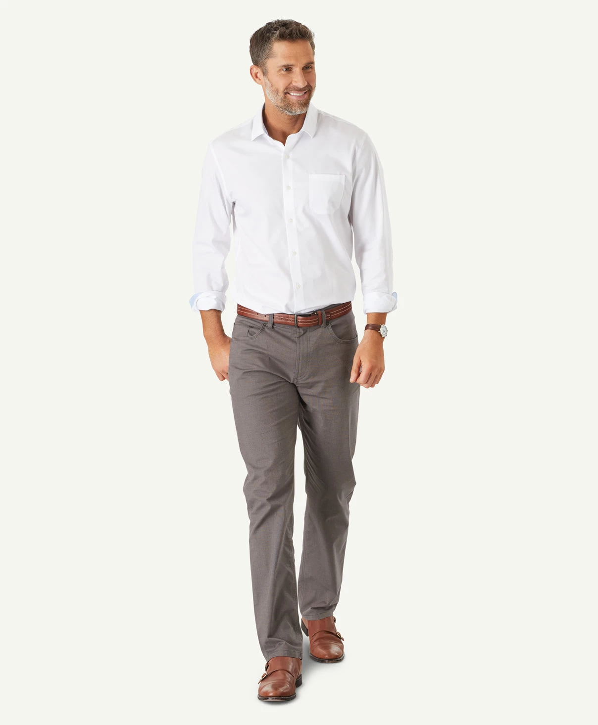 Tailored Fit Easy Care Plain Twill Shirt - White - Image 4