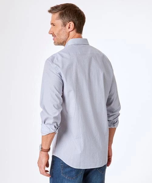 Tailored Fit Geometric Print Shirt - White - Image 2