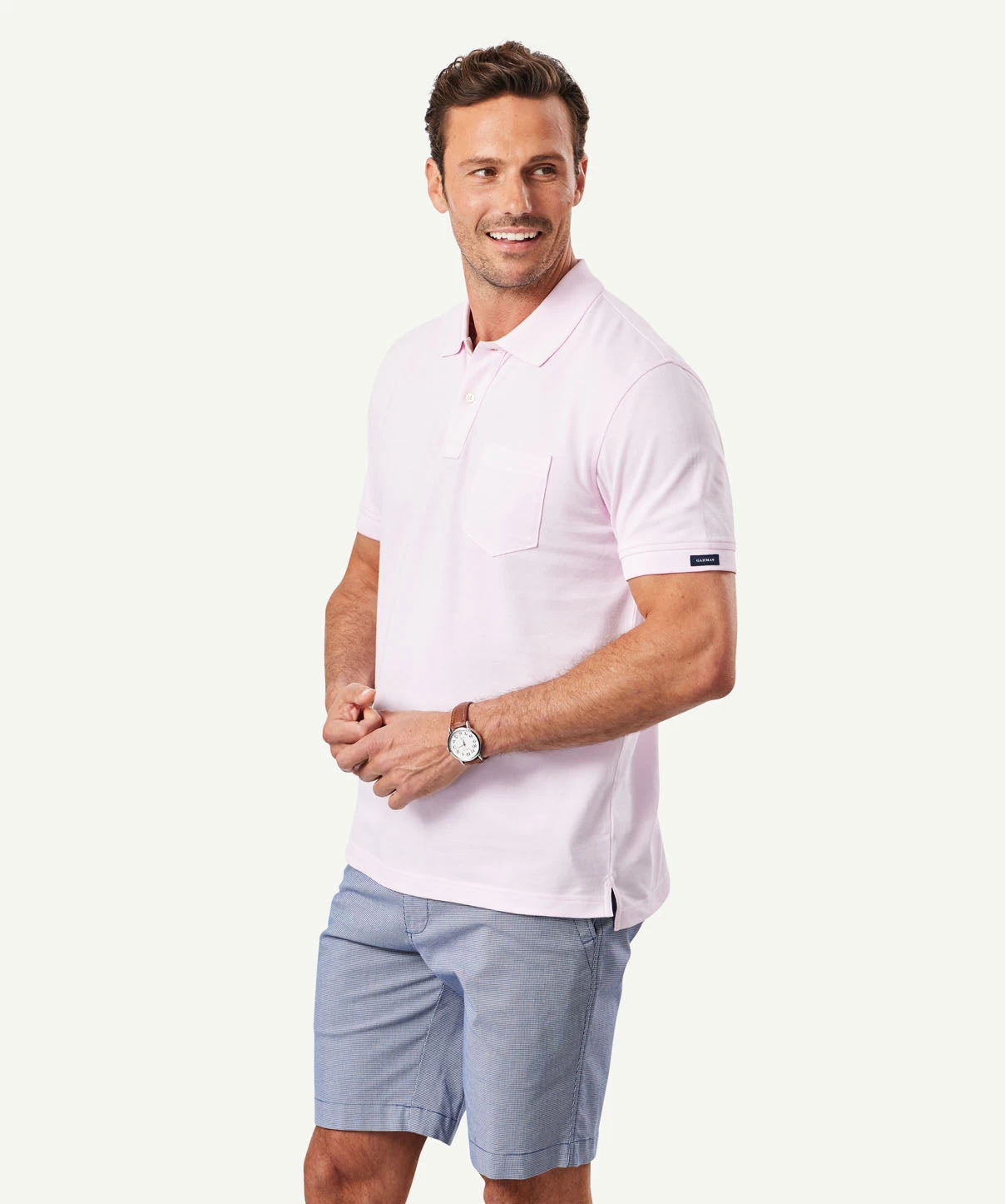 Oxford Pocket Polo Shirt - Pale Pink - Image 5