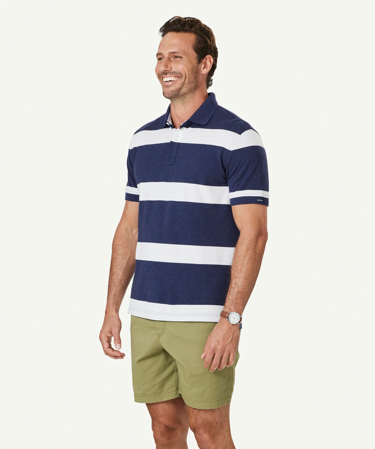 Bold Stripe Polo - Navy - Image 5