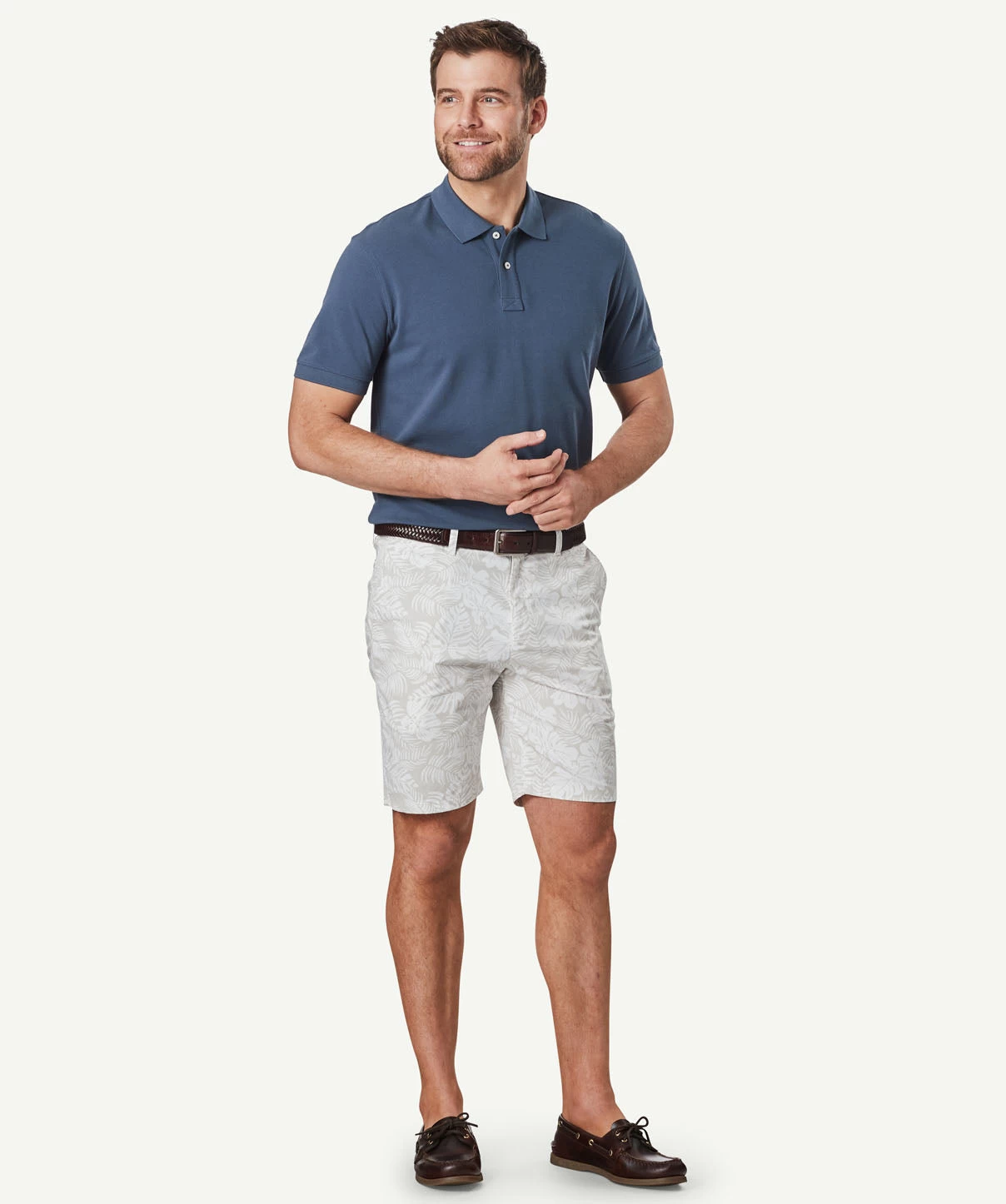 Modern Palm Print Short - Pale Grey - Image 4