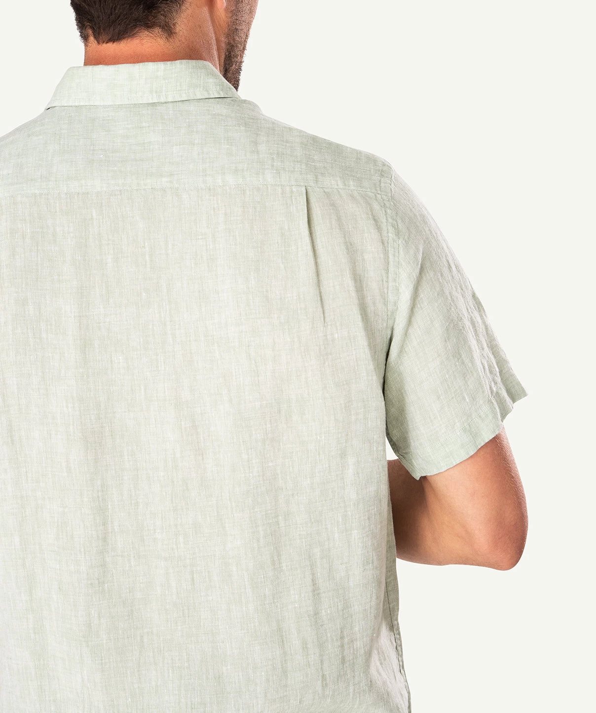 Linen Plain Short Sleeve Shirt - Sage - Image 5