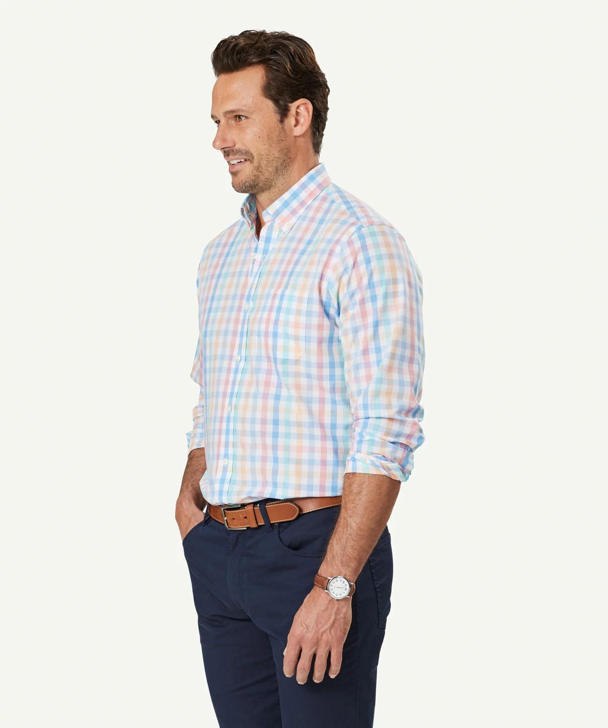 Easy Care Multi Check Long Sleeve Shirt - Multi Check - Image 5