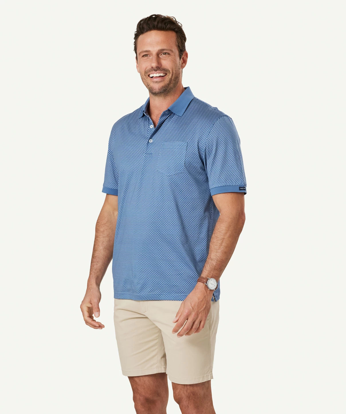 Smart Geo Print Polo - Steel - Image 5