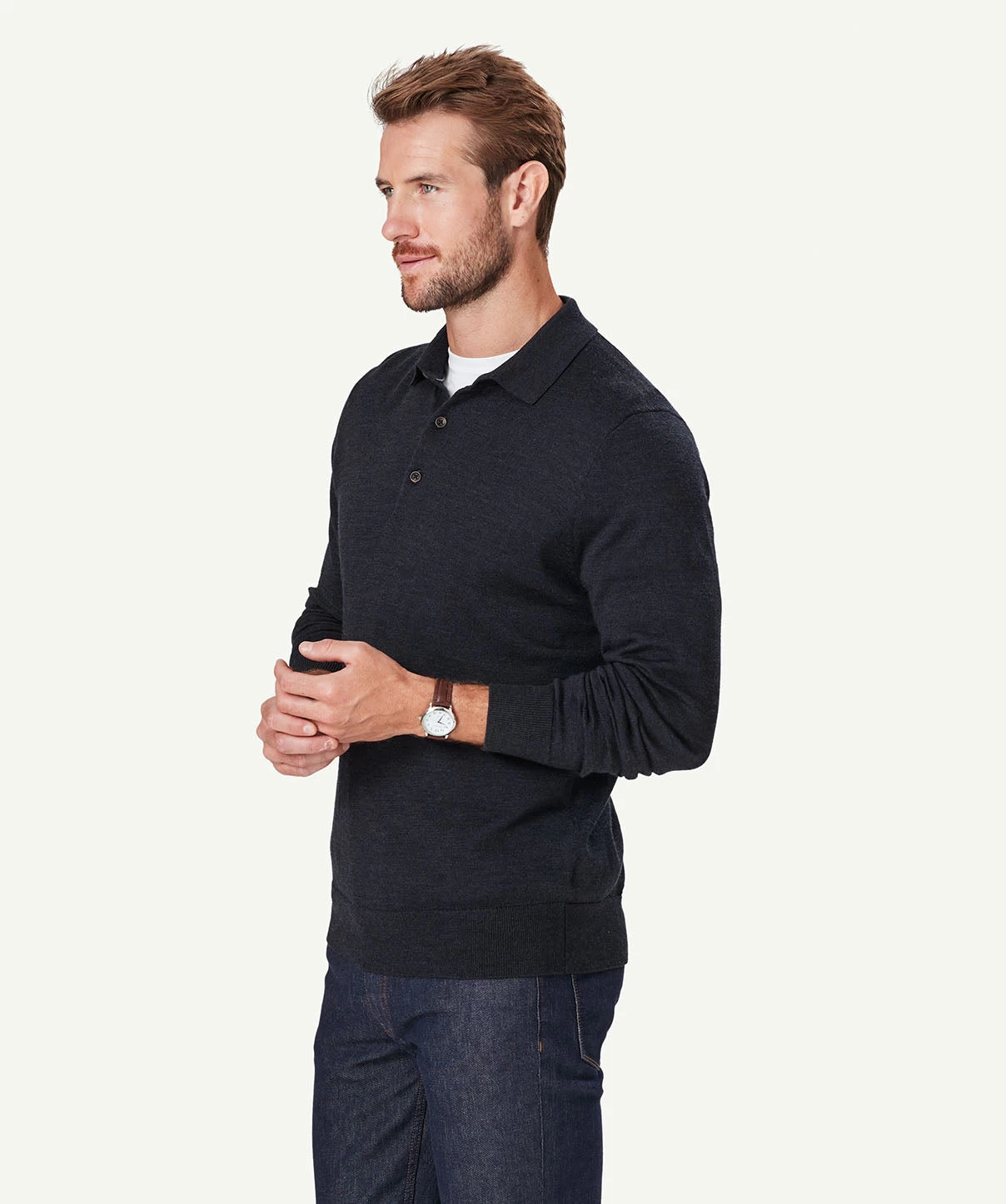 Merino Knit Polo - Charcoal - Image 5