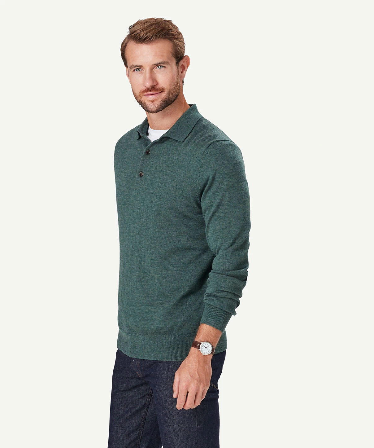 Merino Knit Polo - Khaki - Image 5