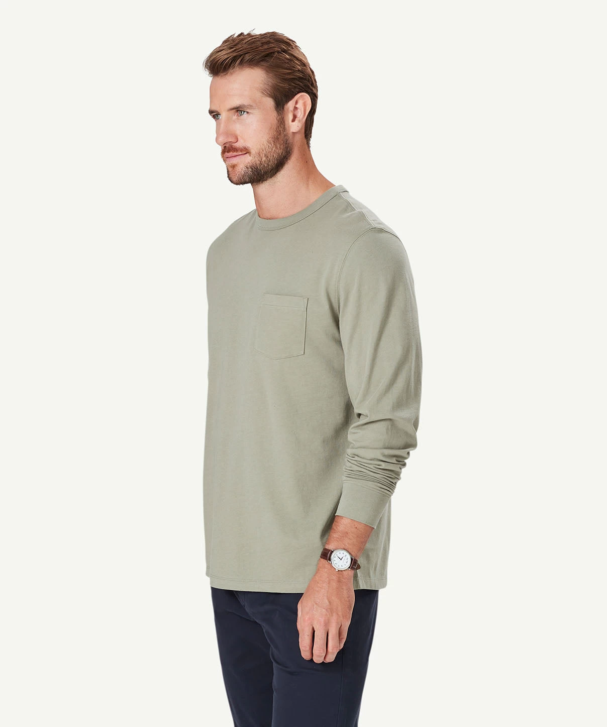 Long Sleeve Pocket T-shirt - Sage - Image 5