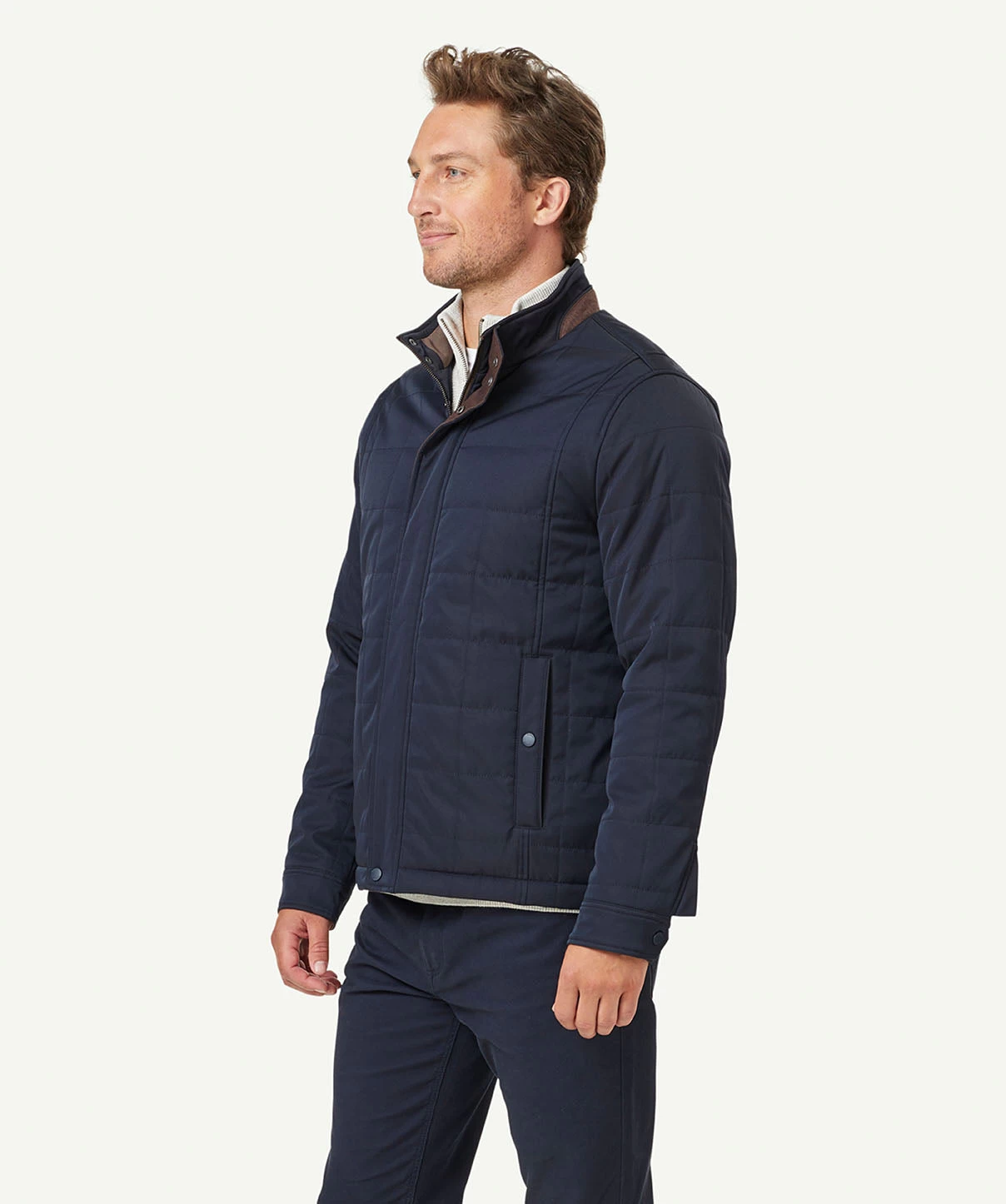 Modern Quilted Jacket - Navy - Image 5