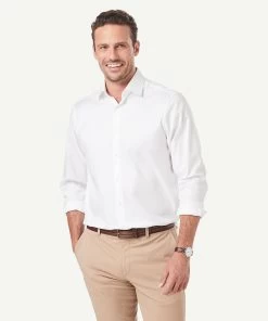 Classic Plain Twill Long Sleeve Shirt - White