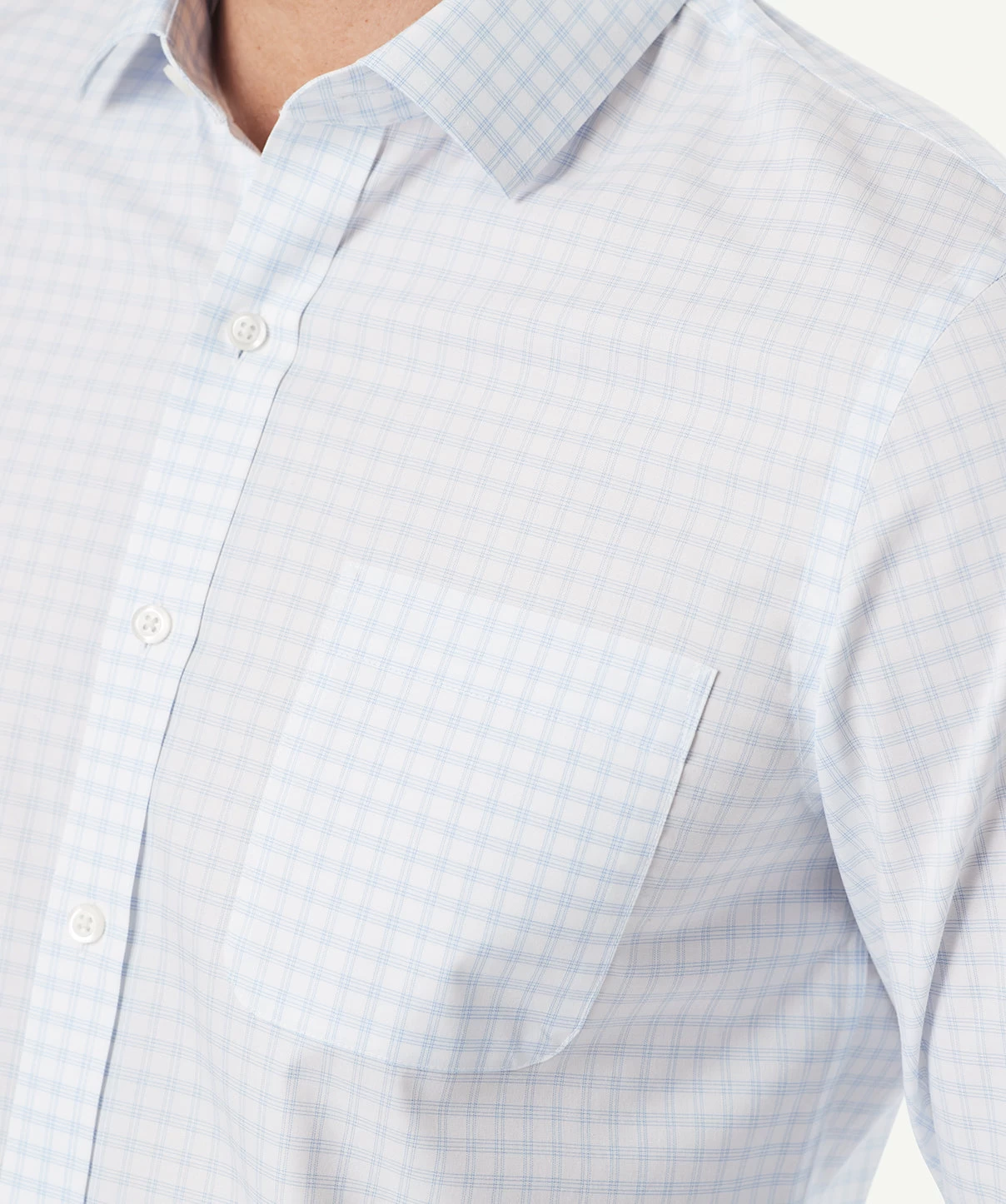 Tailored Non Iron Check Long Sleeve Shirt - White - Image 6