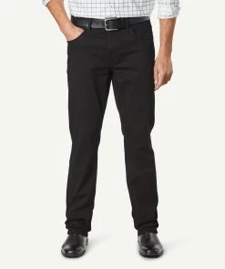 Straight Stretch Jeans - Washed Black