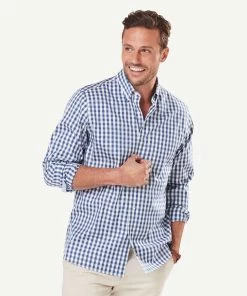 Wrinkle Free Oxford Check Long Sleeve Shirt - Petrol