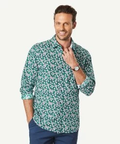Tailored Casual Floral Print Long Sleeve Shirt - Parakeet