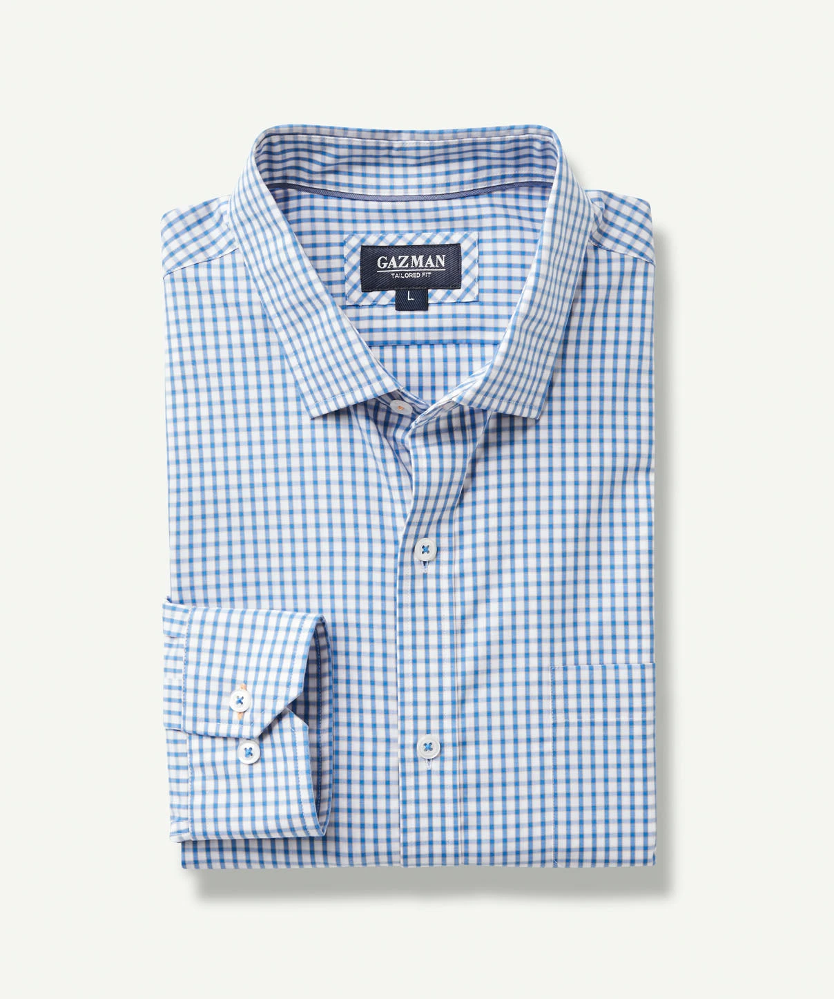 Tailored Easy Care Check Long Sleeve Shirt - Marine Blue - Image 2