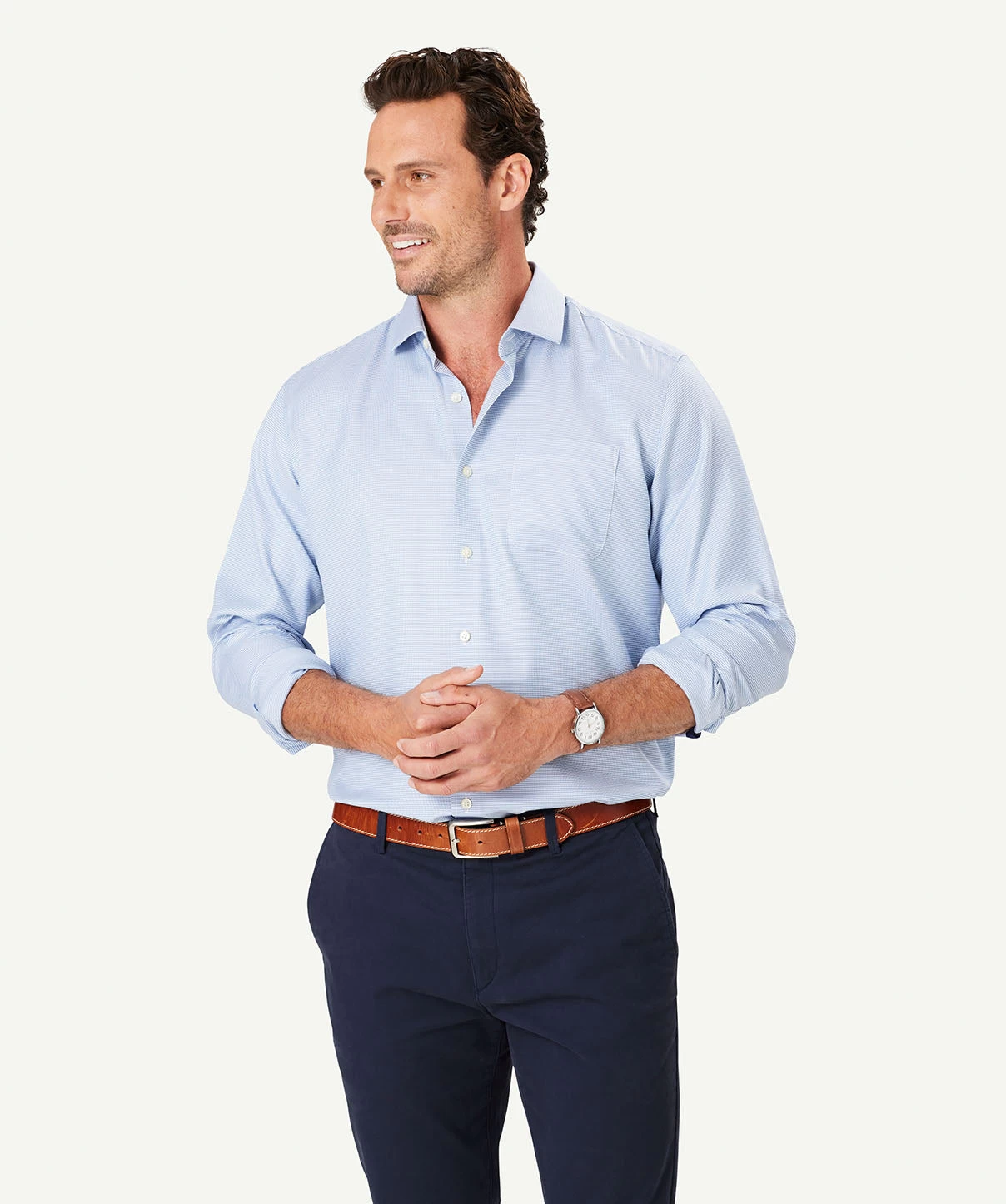 Non-Iron Semi Plain Long Sleeve Shirt - Blue