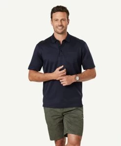 Mercerised Zigzag Polo - Midnight